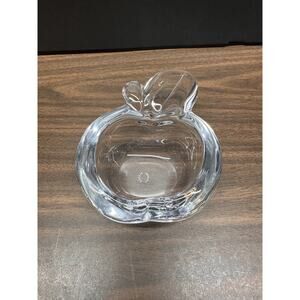 Vintage Vannes Cristal France Apple Art Glass Trinket Bowl Ashtray Decor 1970s